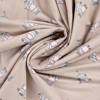 Baumwolljersey in Sand mit Zebra, Stoff in ganzer Breite